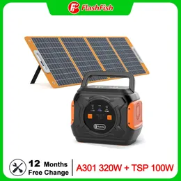 Flashfish 100W Solar Panel 320W Power Station Set Solar Power Bank 292Wh Generator With 18V Solar Charger Outdoor Power Supply