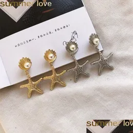 Dangle Chandelier Gold Starfish Earrings Seashell Big Circle عالية الجودة قذيفة القشرة الأزياء