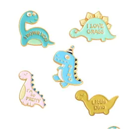 Pins Brooches Cute Cartoon Dinosaur Brooch Shirt Backpack Pins Enamel Badges Broches For Men Women Badge Jewelry Accessories Drop De Dhe9N