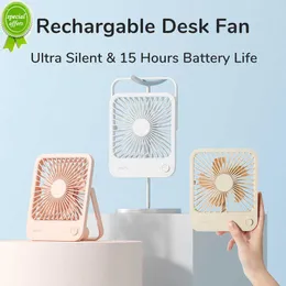 Nowy Jisulife Small Desk Fan Ultra cichy wentylator stolik USB ładowalny silny wentylator chłodzący przepływ powietrza z 4 prędkością potężne biura wiatru wentylator