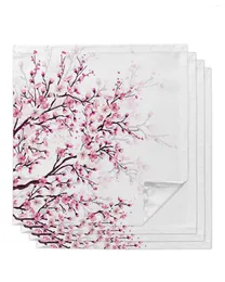 NACEDADE DE TABELA 4PCS Cherry Blossom Plum Branch Pink Flor quadrado branco 50cm Decoração de casamento Tocada de mesa de mesa Servindo guardanapos