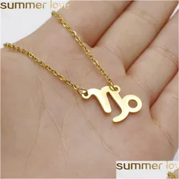 Pendant Necklaces 12 Constellation Necklace Zodiac Sign Stainless Steel Gold Birthday Gift For Women Girl Wholesale Jewelry Drop Del Dhait