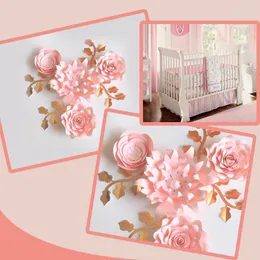 Decorative Flowers DIY Paper Leaves Set For Nursery Wall Decor Party Wedding Backdrops Baby Girls Shower Kids Room Art Crafts Rose