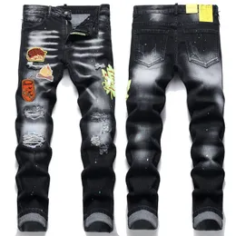 Jeans för mens designer jeans lyxiga denim mäns mode street bär män designer byxor mens jeans stree denim tårar mens lyx designer cyklist hål stretch jeans män