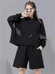 Kvinnors hoodies 2023 europeisk-amerikansk färgmatchande hoodie tidig vår bat ärmfett mm kvinnor personlig