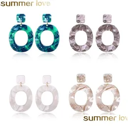 Charme Neue Mode Acryl Säure Harz Tropfen Ohrringe Oval Baumeln Für Frauen Lange Anhänger Schmuck 4 Farben Lieferung Dhctk