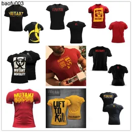 Men's T-Shirts MUTANT new fitness short sleeve male brothers personalized printing sports short sleeve running training wear large size T-shirt J230526