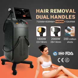 Máquina de beleza para depilação a laser de diodo 2IN1 808nm e adequada para rejuvenescimento da pele indolor