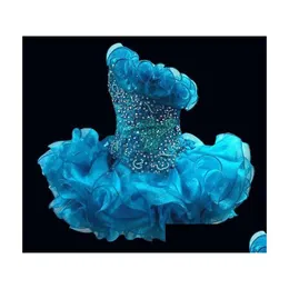 Girl's Controse sukienki Glitz Cupcake organza małe dziewczynki błyszczące jeden Shoder z koralikami kryształowy krótki impreza balowa dostawa e dhzsv
