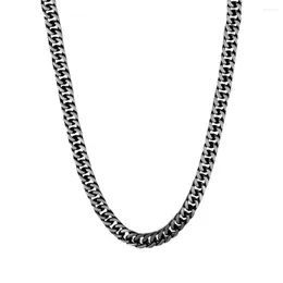 Chains Vintage Cuban Link Necklaces Male 6.5mm Black Color Stainless Steel Long Choker Neck For Women Men Punk Jewelry Gift