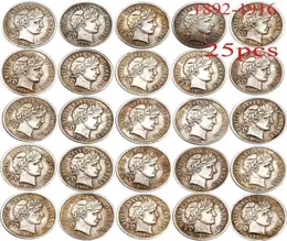 25st USA Copy Coin 18921916 Barber Dime Olika år Kopparplätering Silvermynt Set8744475