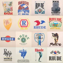 Designer modekläder T-shirts T-shirt Trendigt märke Rhude Summer New Crown Flag High Street Lös rundhalsad kortärmad t-shirt för män Kvinnor Par Cotton Streetwe