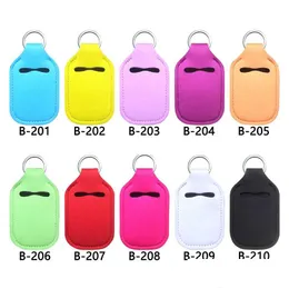 Keychains Lanyards Neoprene Hand Sanitizer ER Outdoor Portable Mini Bottle Key Chain Lipstick Solid Color Drop Delivery Fashion AC DH6D5