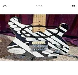 1978 Eddie van Halen Unchains Circles 기타 나중에 나중에보세요. Black White Crop Ironic Electric Guitars Floyd Rose Bridge Coli T5176619