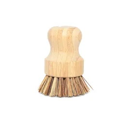 Wooden Bamboo Short Handled Pot Washing Brush Sink Floor Multipurpose Cleaning Tools Kitchen Accessories HZ0026