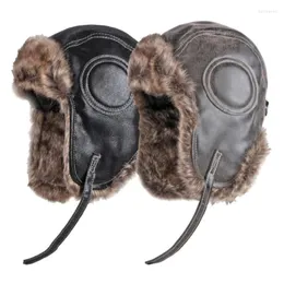 Berets HT3791 Bomber Hut Russische Kappe Männer Frauen Dicke Warme Winter Winddicht Trapper Earflap Männlich Weiblich Leder Pelz