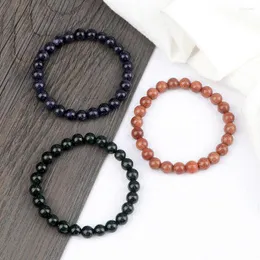 Strand Charm 3 Style Shiny Beads Bracelet 8MM Natural Stone Elastic Rope Bracelets For Women Men Couple Handmade Bangles Jewelry Gift