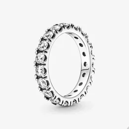 Sparkling Row Eternity Ring for Pandora 925 Sterling Silver Wedding Party Rings Designer Jewelry for Women Mens Crystal Diamond Par's Ring med originallåda