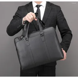 Briefcases Business Leather Men Briefcase For Husband Shoulder Bag Man 14" 15" Laptop Bags Large Capacity Men's Handbag
