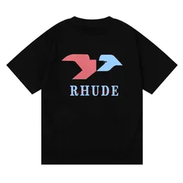 デザイナーファッション衣類 Tシャツ Tシャツ 2022 夏の新アメリカのファッションブランドハイストリート Rhude シンプルな印刷二重糸純綿カップル半袖 Tシャツ Co
