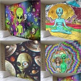Tapestries Alien Tapestry Home Decoration Psychedelic Wall Cloth Pattern Carpet Art 210608 Drop Delivery Garden Dhzwb