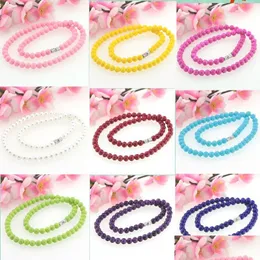 Beaded Necklaces Sweet Simple Pearl Necklace 6Mm Round Bead Shell Imitation 22 Color Woman Girl Gift Christmas Production Wholesale Dhah6