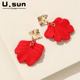 New Korean Big Gold Color Drop Earrings for Women Long Ginkgo Leaf Hanging Earrings Statement Fashion Ear Jewelry Flower Gifts