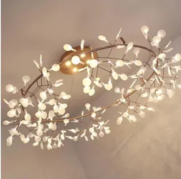 Lampy wiszące romantyczne żyrandol LED LED Lekkie stylowa gałąź drzewa/okrągła metalowa jadalnia restauracja