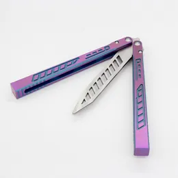 Theone Fighter Plane Balisong Butterfly Trainer Jilt Knife Titanium Handle Bushing Free-Swinging Training Knife EDC Gift