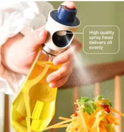 Olijfoliespuit voor het koken BBQ Salad bakken Roasting Glas en roteerbare stofbestendige deksel Mister Olijfolie Spray Bottle
