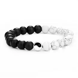 Perlen Yin Yang Armbänder Stränge für Männer Glückspaar Armband Frauen Schwarz Weiß Onyx Stein Perlen Psera Armreif Schmuck Drop Lieferung Dhidf