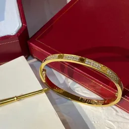 Top de luxo joias de prata fina para mulheres pulseira de bloqueio fácil rosa ouro amarelo cheio de diamante amor pulseira de parafuso de noivado de casamento de duas fileiras com logotipo
