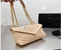 Bolso de diseñador de lujo Bolso de hombro para mujer Bolsos de mensajero de concha de cadena LOULOU Bolso bandolera de cuero genuino con costura en forma de V Ladie5014686