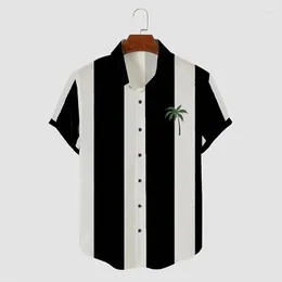 Camicie casual da uomo Camicia hawaiana estiva da uomo abbottonataCamicia a maniche corte a righe Turndown Street Vacation Button-Down Clothes