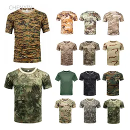 T-shirt da uomo T-shirt tattica militare Quick Dry da uomo Camouflage Camicia da pesca dell'esercito Camicie da escursionismo da caccia corta Camo Magliette Abbigliamento tattico 230525