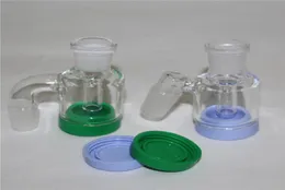 Łapacz haczyka szklanego popiołu 14 mm 18 mm z 7ml silikonowy pojemnik Mini Glas Bong Ashcatchers grube Pyrex Clear Bubbler Ashcatcher 45 6431545