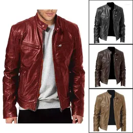 Men's Jackets Black/Brown/Khaki/Red Leather Jacket High Quality Thicken Long-Sleeve For Men Boy Youth