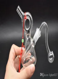 Heady nieuwste mini -glazen bongs waterpijpen pyrex olielijsten dikke recycler nano bubbler met 10 mm olielkom en ketting touw1857878