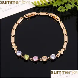 チャームブレスレット最新のデザインMticolor Cubic Zircon Bracelet Trendy Gold Color Color Coler Color Coler Color Coler Col