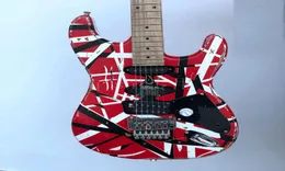 Guitarra elétrica Edward Eddie van Halen Black White Stripe Red Relic Maple Maple Neck Floyd Rose Tremolo Bloqueio Nut6947658