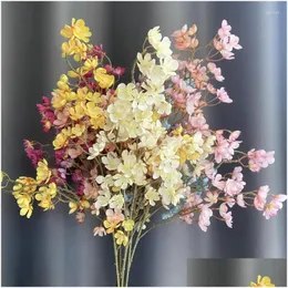 Flores decorativas Wreaths Wreaths Artificial Apple Flower Wedding Pogra Bouquet Accessories Home Room Living Balcony Garden El Silk Br Dhh3v