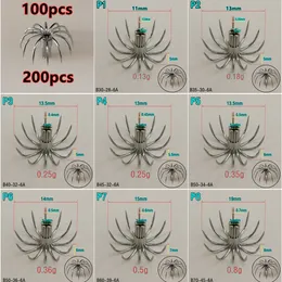 낚시 고리 100pcs 200pcs 스테인리스 스틸 소형 오징어 후크 P 우산 크라운 낚시 낚시 피쉬 훅 P1-P8 스페인 칠레 미끼 액세서리 jig pesca 230525