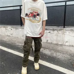 Camas de moda de moda de grife camarada rhude hip hop wash racha de algodão de algodão solto de cola curta de manga curta American Cotton Streetwear