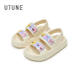 Slipper UTUNE Cute Sandals Slippers For Child Soft Boys and Girls Outside Shoes Thick Sole Toddler Garden DIY Patch Summer Pantufa 230525