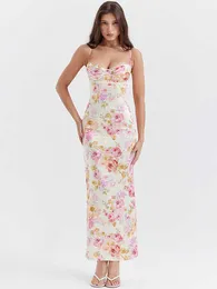 2023年夏のドレスの女性の新しいドレスの新しい機会シックでエレガントな花のプリントバケーションレイブ衣装スリムな長いドレス