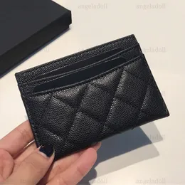 10A Designer di qualità a specchio Mini porta carte di credito 11,2 cm Portamonete da donna con caviale Portamonete Custodia di lusso Borsa trapuntata in vera pelle con hardware dorato con scatola