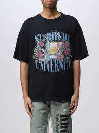 デザイナーファッション衣類 Tシャツ Tシャツ Ru246rhude Stuniversity Tシャツ花アルファベット大学ヴィンテージ半袖 Tシャツ綿ストリートトップスカジュアル Sportswe