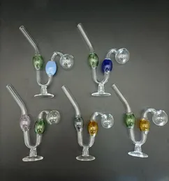 5 Colors Glass Oil Burner Pipe With Stand Tobacco Dry Herb Burning Tube Smoking Water Hand Nail Pipes8272733
