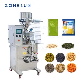 ZONESUN Intelligent Granular Material Filling Sealing Machine for Coffee Soybean Sunflower Seeds Packaging of Flat Pillow Bags