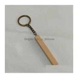 Keychains Lanyards Rectangar Wooden Keychain Pendant Beech Diy Blank Key Chain Fashion Accessories Christmas Gift Drop Delivery Dh3Qw